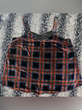 Torrid Women’s 1X Multicolored Plaid Velvet Spaghetti Strap Tank Top